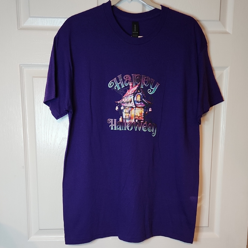 Gildan Purple Happy Halloween Tee, Size L, NWOT